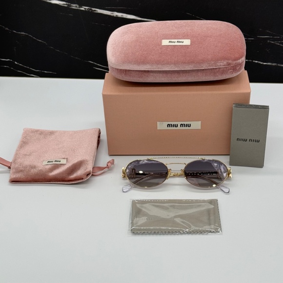 NEW MU54ZS 5AK30C MIU MIU WOMEN SUNGLASSES MU 54ZS 5AK30C GOLD OVAL SMU 54Y main image 12